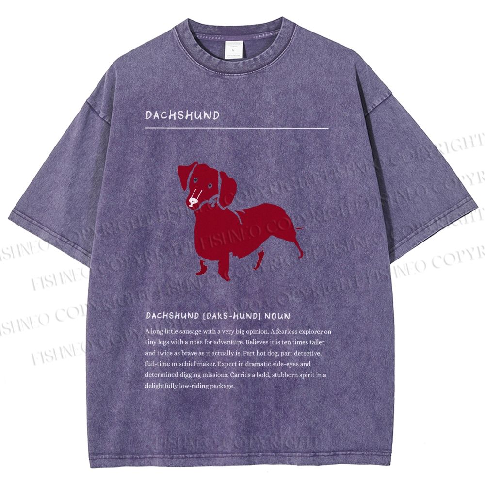 Unisex Dachshund Dog Printed Washed Tee