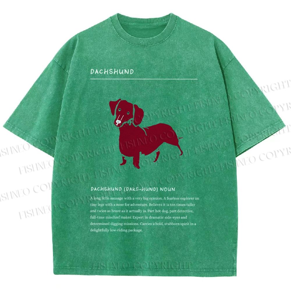 Unisex Dachshund Dog Printed Washed Tee
