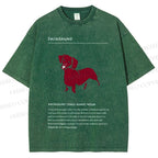 Unisex Dachshund Dog Printed Washed Tee
