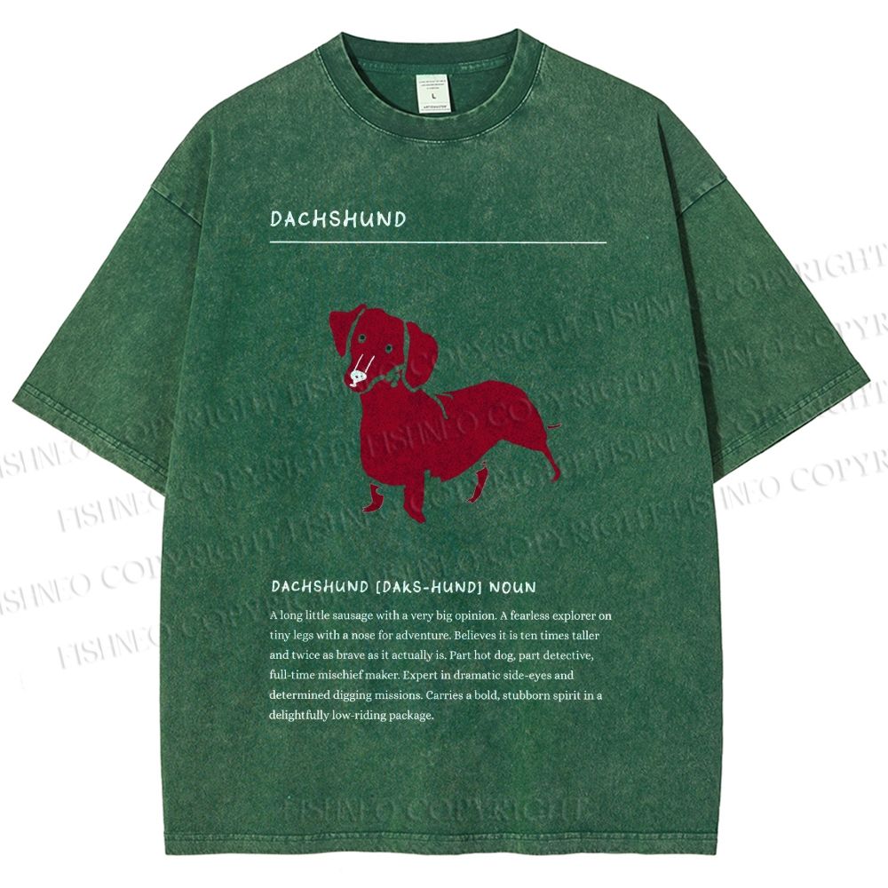 Unisex Dachshund Dog Printed Washed Tee