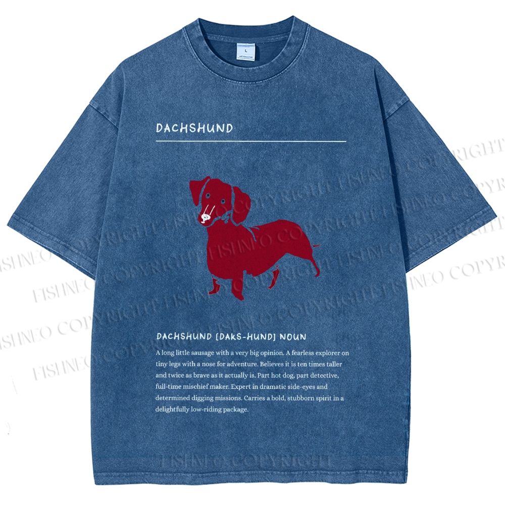 Unisex Dachshund Dog Printed Washed Tee