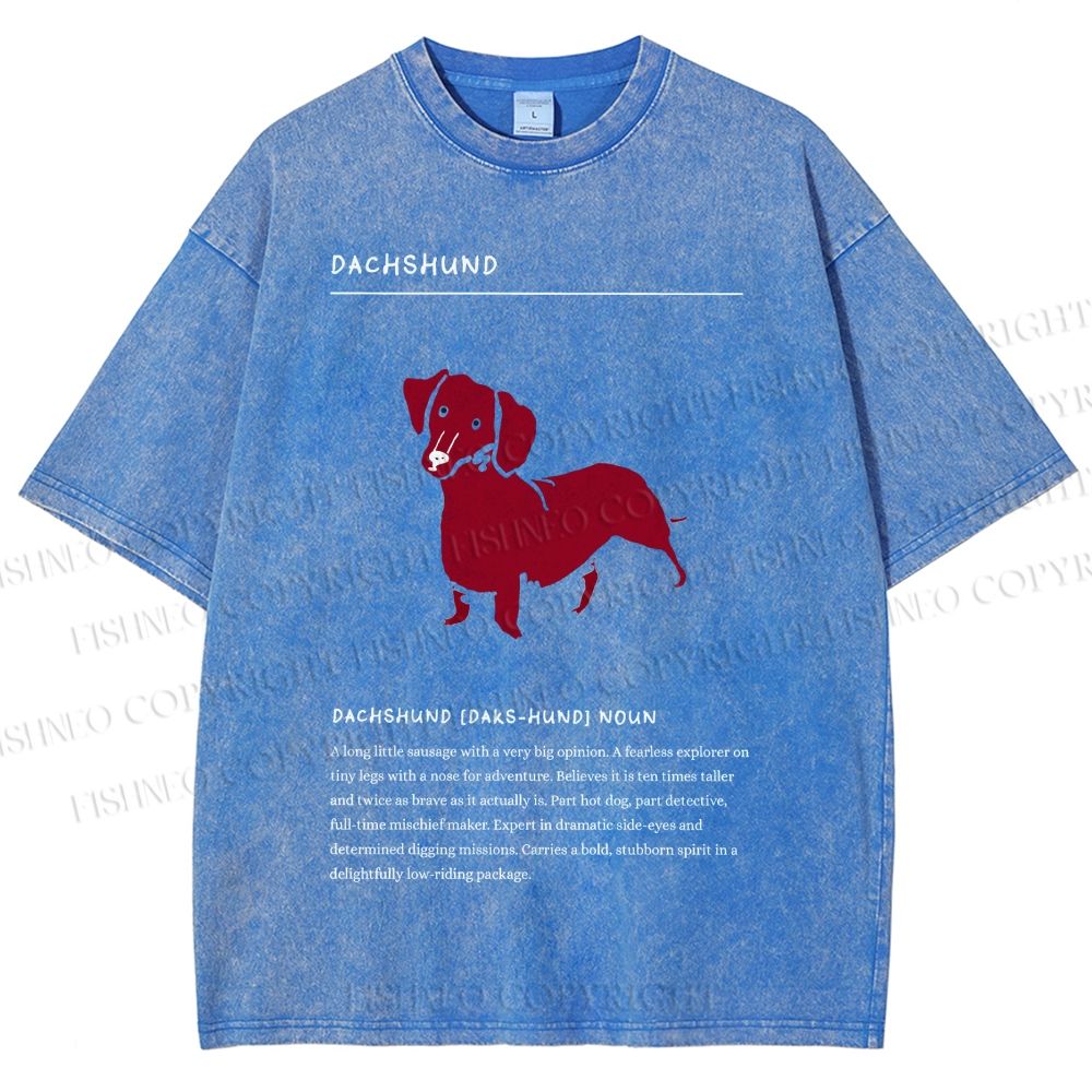 Unisex Dachshund Dog Printed Washed Tee