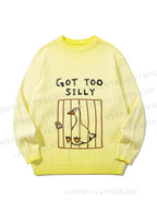 Unisex Cute Got Too Silly Duck Gradient Casual Sweater
