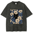 Cat In The Flowers Washed T-Shirt