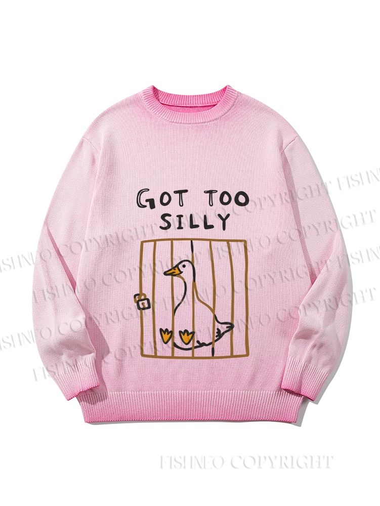 Unisex Cute Got Too Silly Duck Gradient Casual Sweater