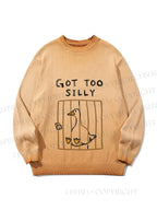 Unisex Cute Got Too Silly Duck Gradient Casual Sweater