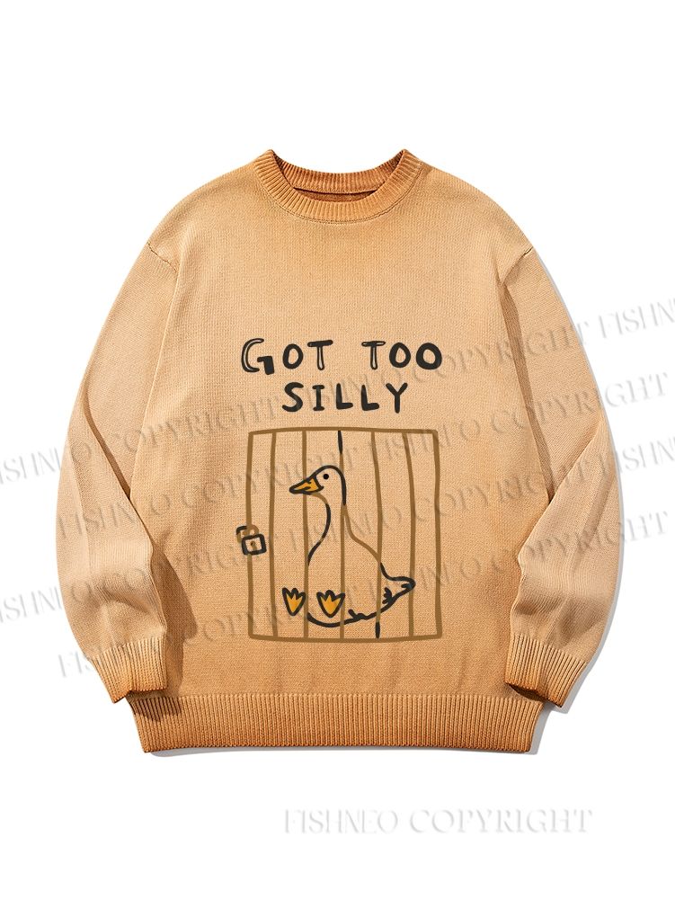 Unisex Cute Got Too Silly Duck Gradient Casual Sweater