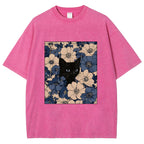 Cat In The Flowers Washed T-Shirt