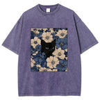 Cat In The Flowers Washed T-Shirt