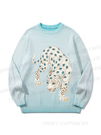 Unisex White Panther With Eyes Gradient Casual Sweater