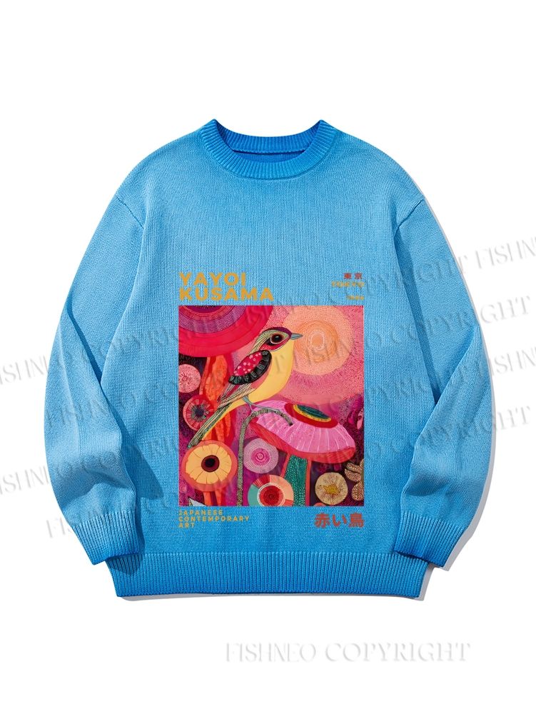Unisex Yayoi Kusama Bird Gradient Casual Sweater