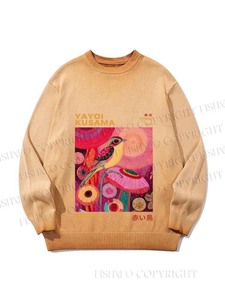 Unisex Yayoi Kusama Bird Gradient Casual Sweater