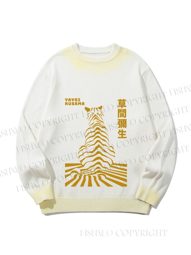Unisex Japanese Yayoi Kusama Panther Gradient Casual Sweater