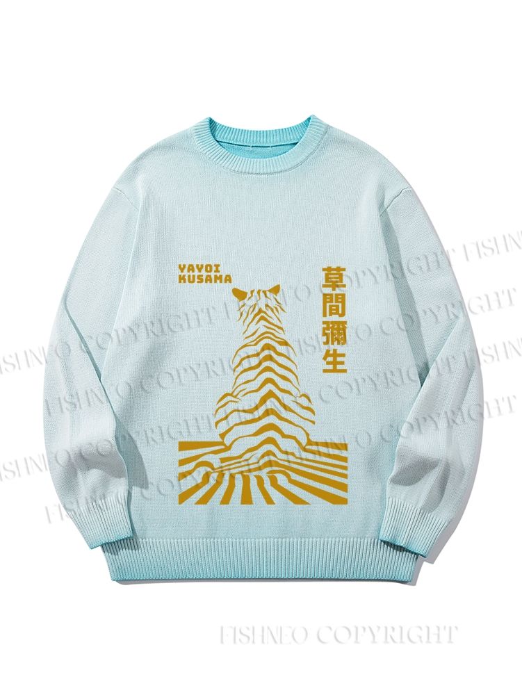 Unisex Japanese Yayoi Kusama Panther Gradient Casual Sweater