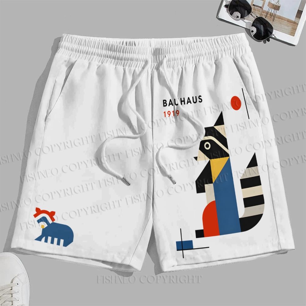 Men's Bauhaus Raccoon Printed Casual Beach Plus Size Shorts
