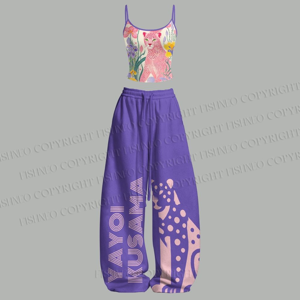 Yayoi Kusama Pink Cheetah Top & Elasticated Trousers Two-Piece Set