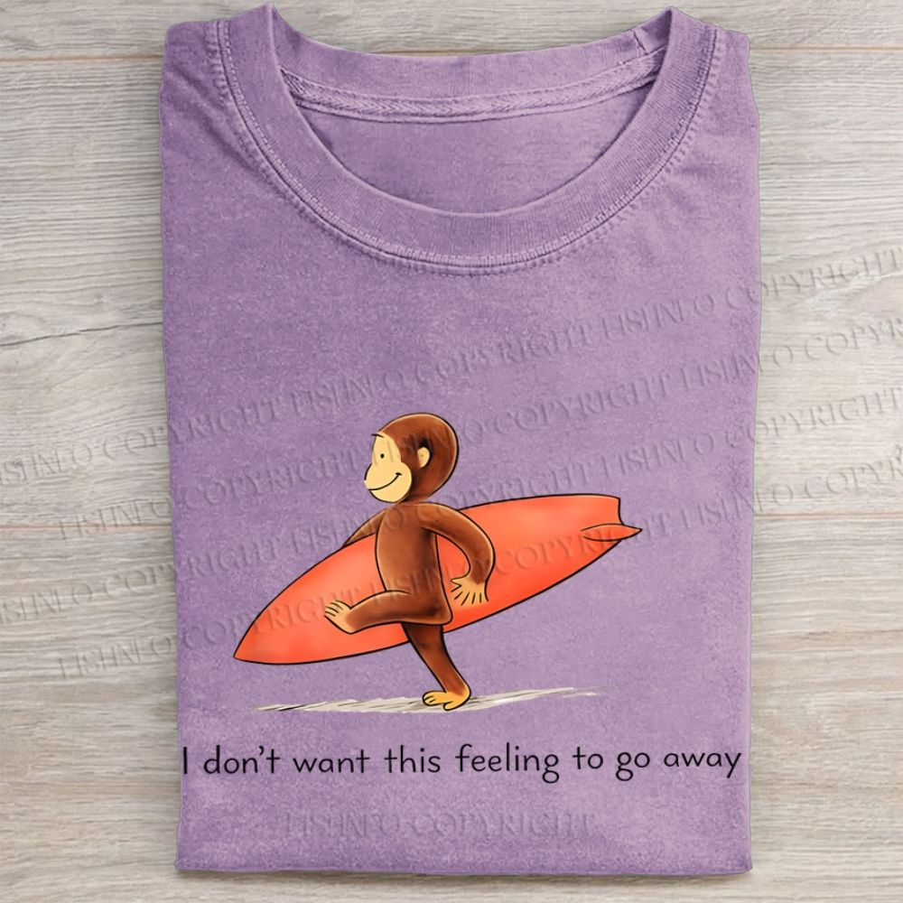 Funny Surf Monkey Graphic Washed Folded T-shirt