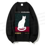 Unisex Yayoi Kusama White Cat Printed Sweatshirt
