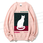 Unisex Yayoi Kusama White Cat Printed Sweatshirt
