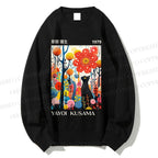 Unisex Yayoi Kusama Black Cat Printed Sweatshirt