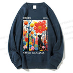 Unisex Yayoi Kusama Black Cat Printed Sweatshirt