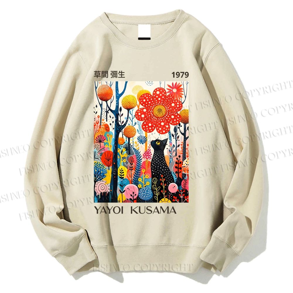 Unisex Yayoi Kusama Black Cat Printed Sweatshirt