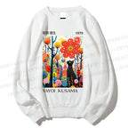 Unisex Yayoi Kusama Black Cat Printed Sweatshirt
