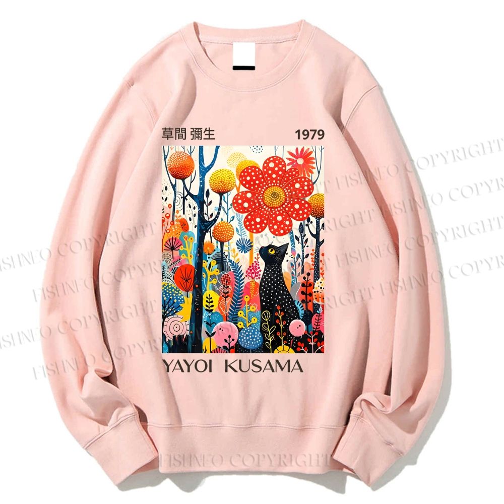 Unisex Yayoi Kusama Black Cat Printed Sweatshirt