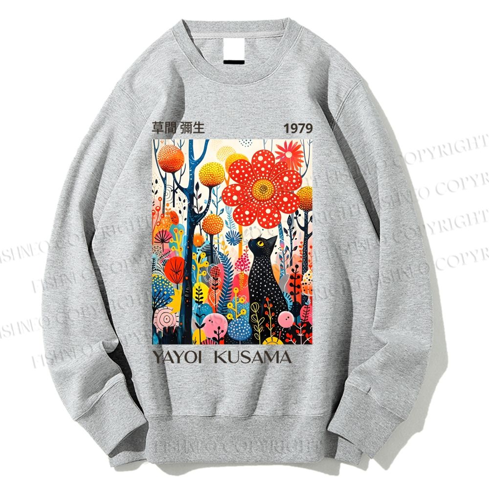 Unisex Yayoi Kusama Black Cat Printed Sweatshirt