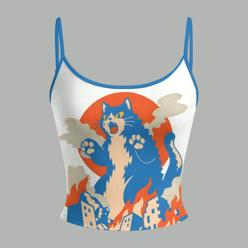 Giant Cat Monster Attack Top & Elasticated Trousers Two-Piece Set