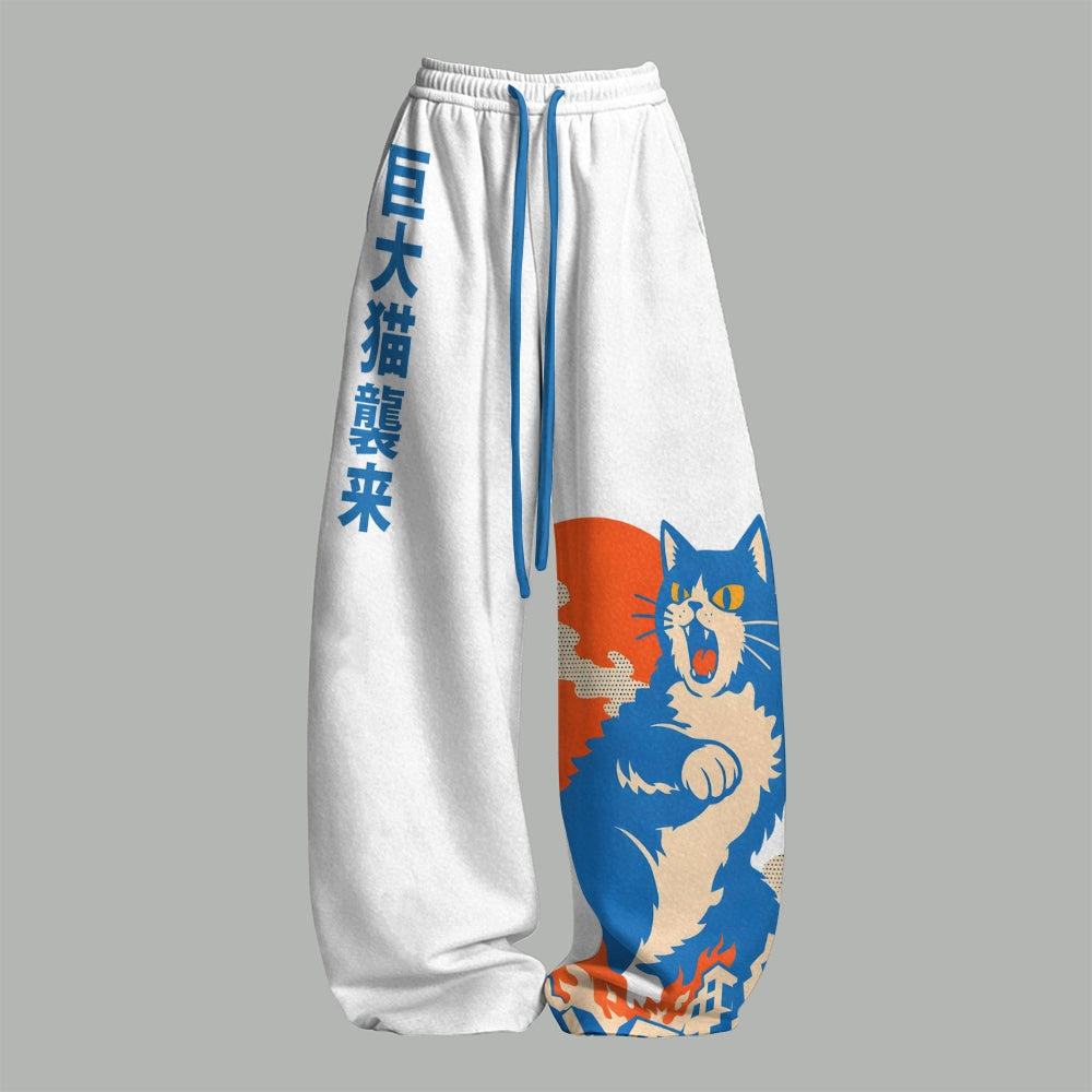 Giant Cat Monster Attack Top & Elasticated Trousers Two-Piece Set