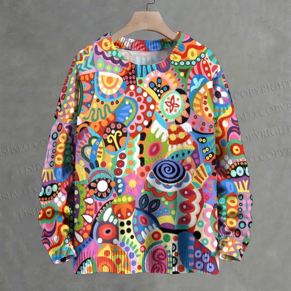 Yayoi Kusama Style Graffiti Crew Neck Sweater