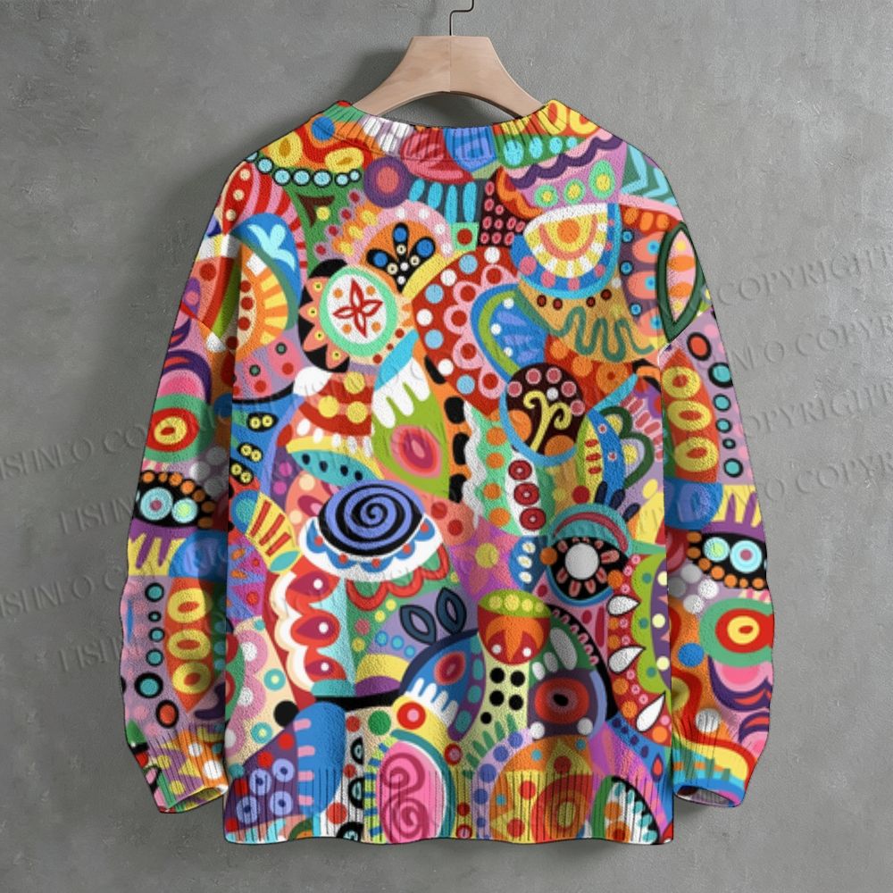 Yayoi Kusama Style Graffiti Crew Neck Sweater