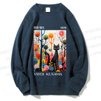 Unisex Yayoi Kusama Black Cat Printed Sweatshirt