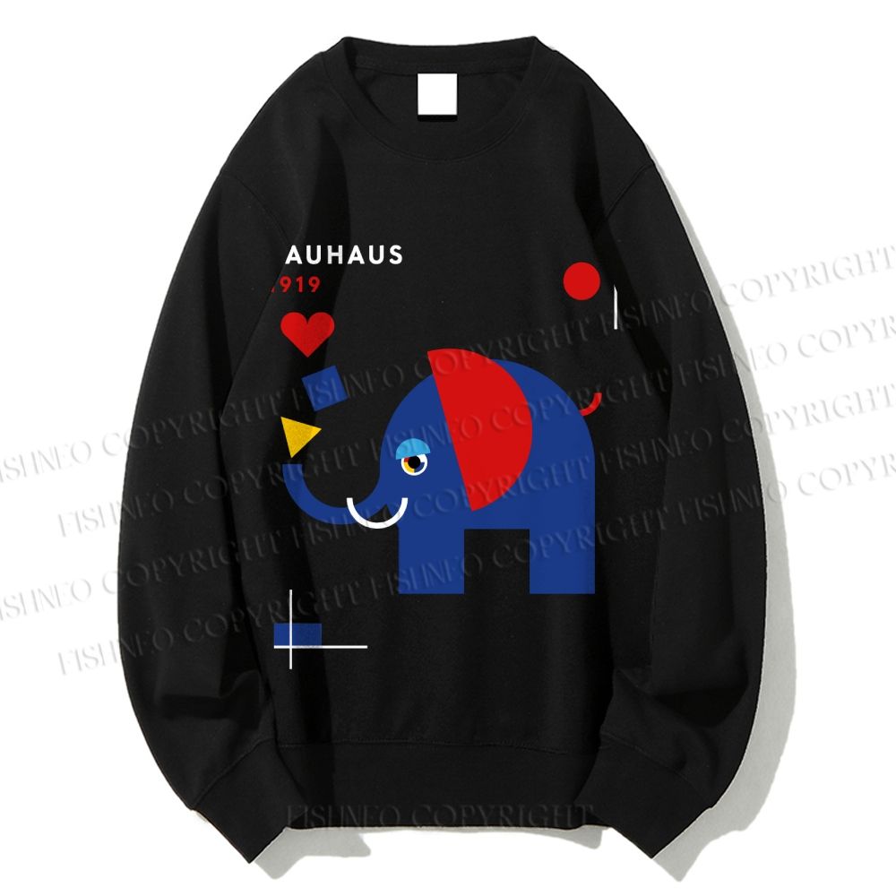 Unisex Bauhaus Elephant Printed Sweatshirt