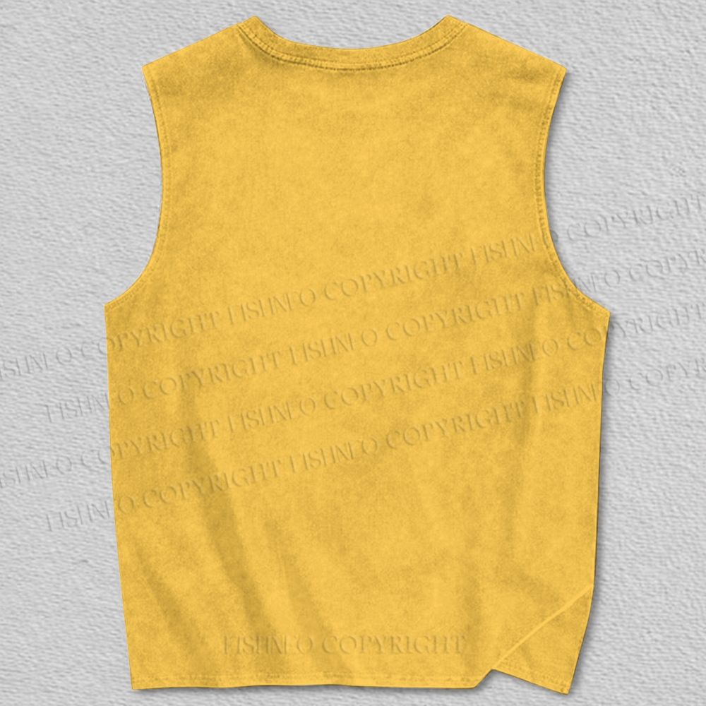 Unisex Yayoi Kusama Black Cat in Wood Printed Tank Top