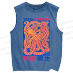 Unisex Yayoi Kusama Octopus Printed Washed Tank Top