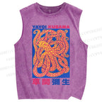 Unisex Yayoi Kusama Octopus Printed Washed Tank Top