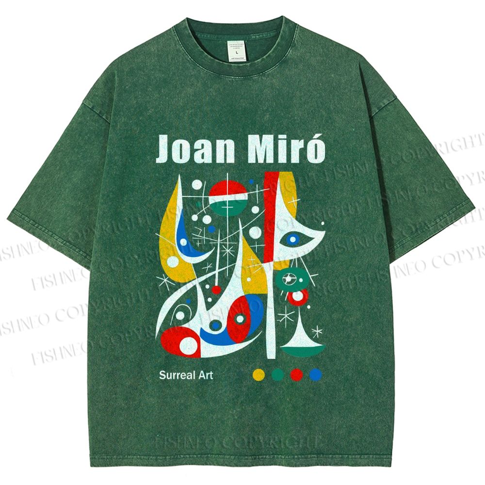 Unisex Joan Miró Style Art Printed Washed Tee