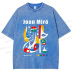 Unisex Joan Miró Style Art Printed Washed Tee