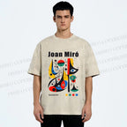 Unisex Joan Miró Style Art Printed Washed Tee