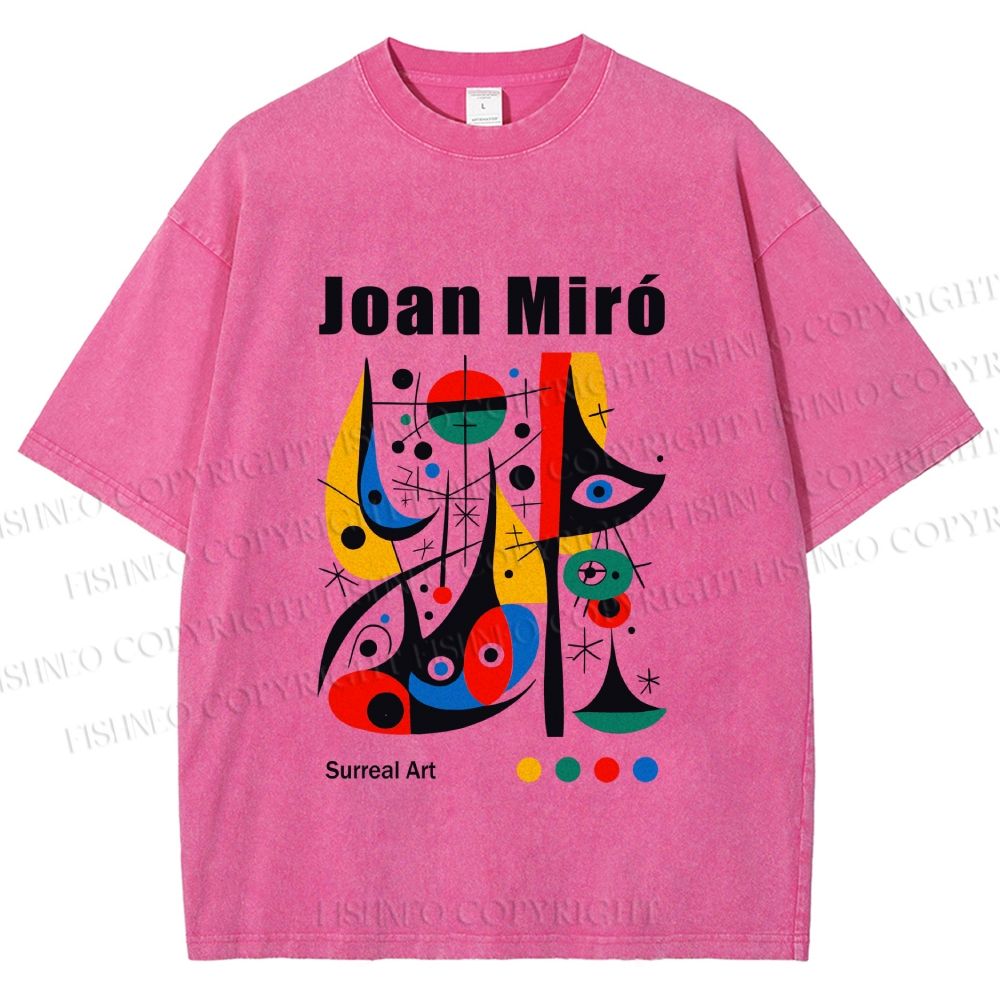 Unisex Joan Miró Style Art Printed Washed Tee