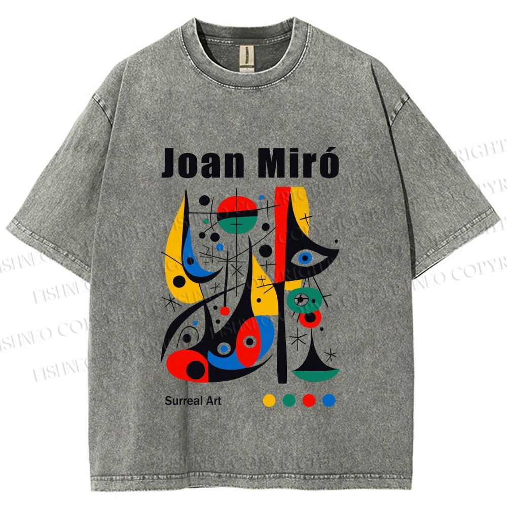 Unisex Joan Miró Style Art Printed Washed Tee