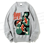 Unisex Japanese Koi Fish in Pool Printed Sweatshirt