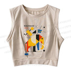 Bauhaus Elephant Sleeveless Crop Tops