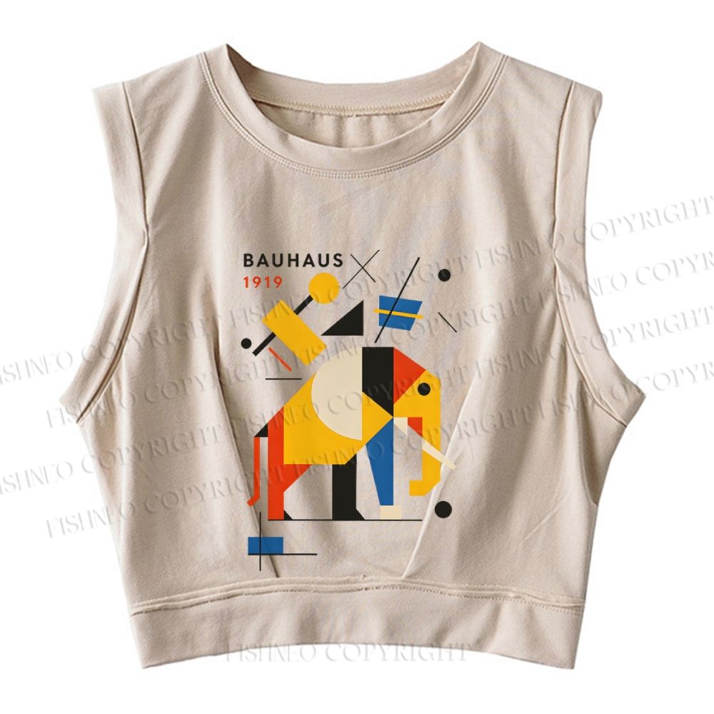 Bauhaus Elephant Sleeveless Crop Tops