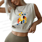 Bauhaus Elephant Sleeveless Crop Tops