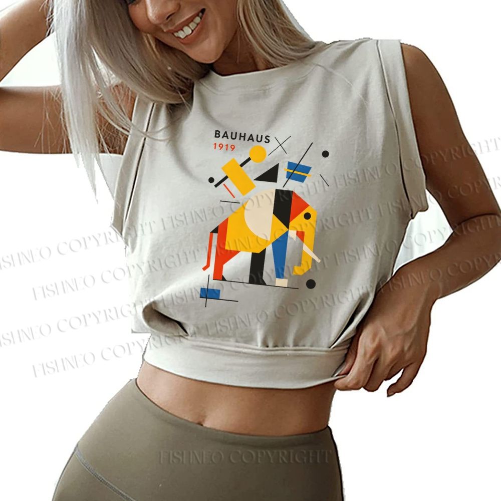 Bauhaus Elephant Sleeveless Crop Tops