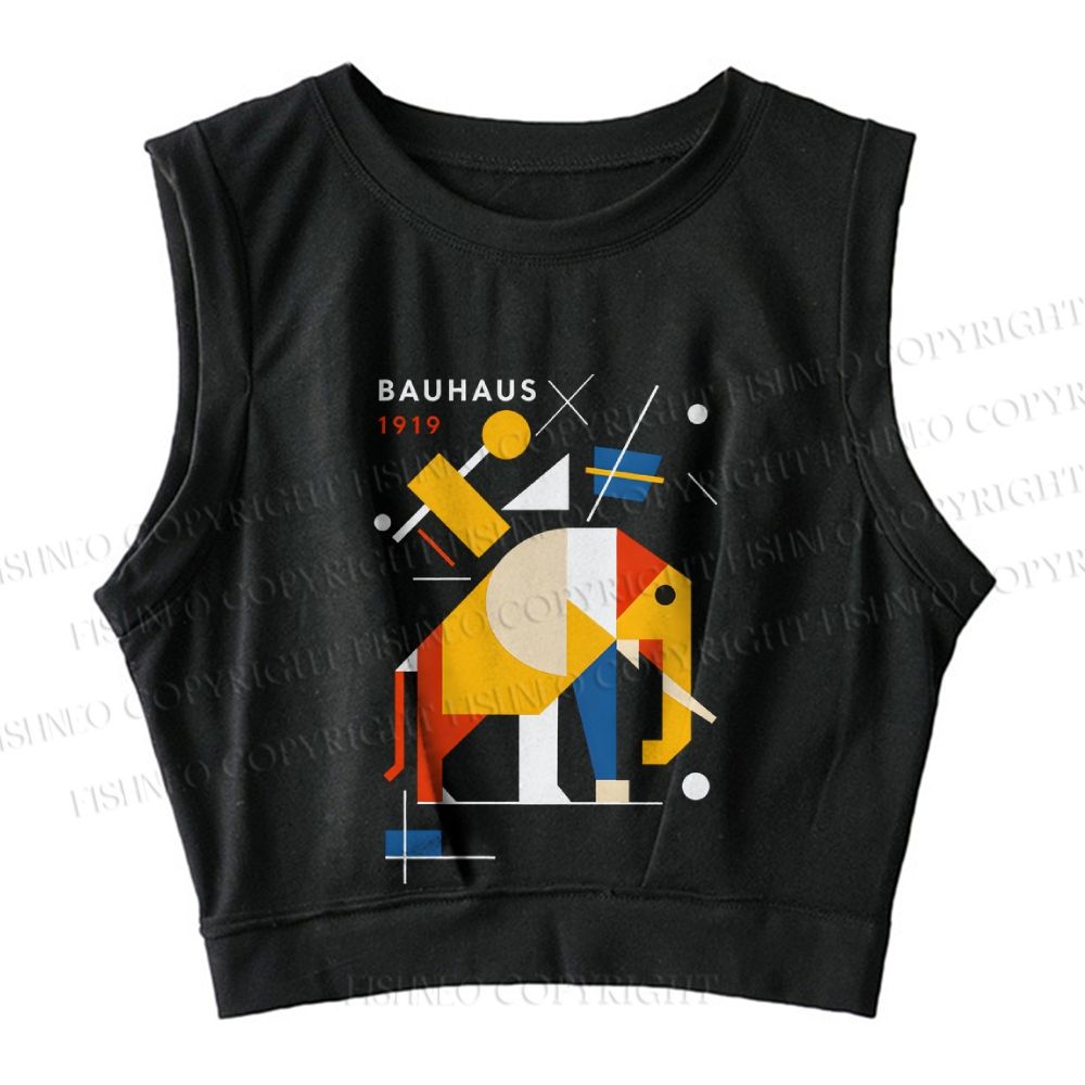 Bauhaus Elephant Sleeveless Crop Tops