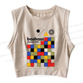 Bauhaus Colored Squares Sleeveless Crop Tops